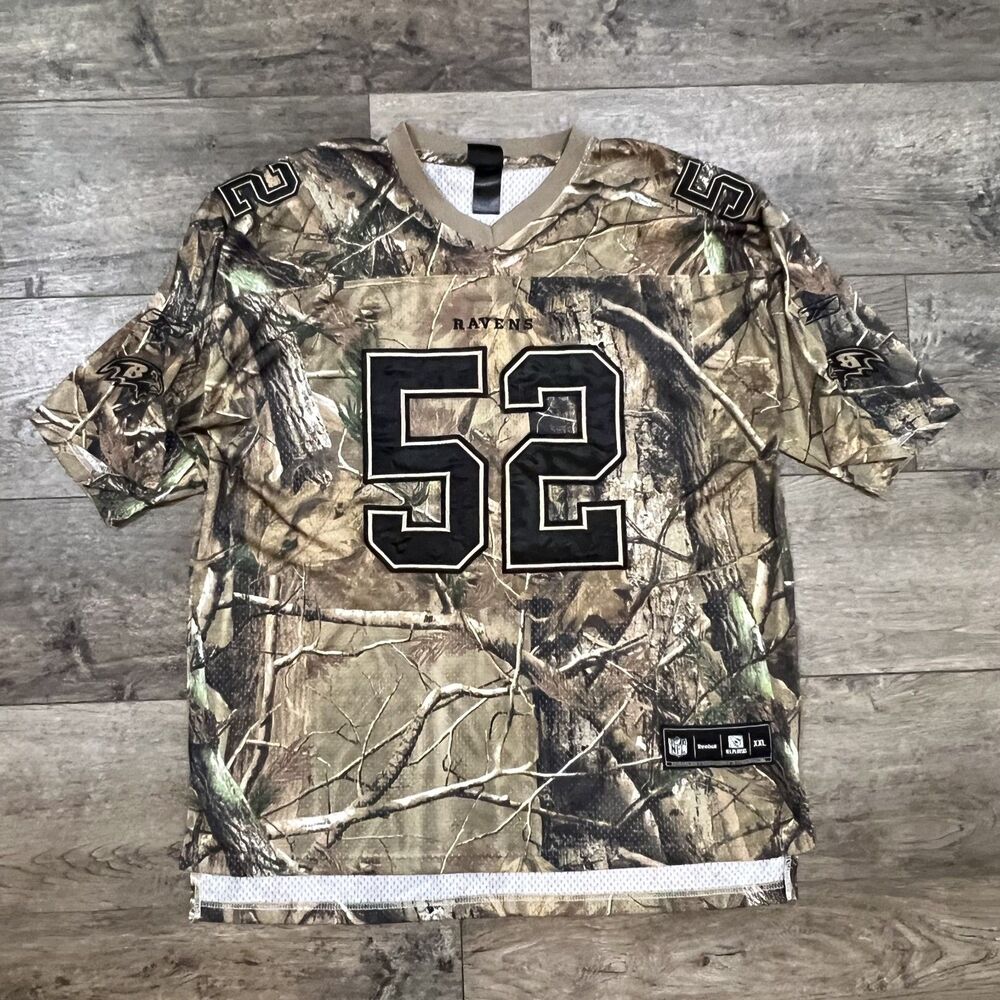 RARE! Vintage Y2K Reebok Realtree Camo Ray Lewis Ravens Football Jersey #52 XXL